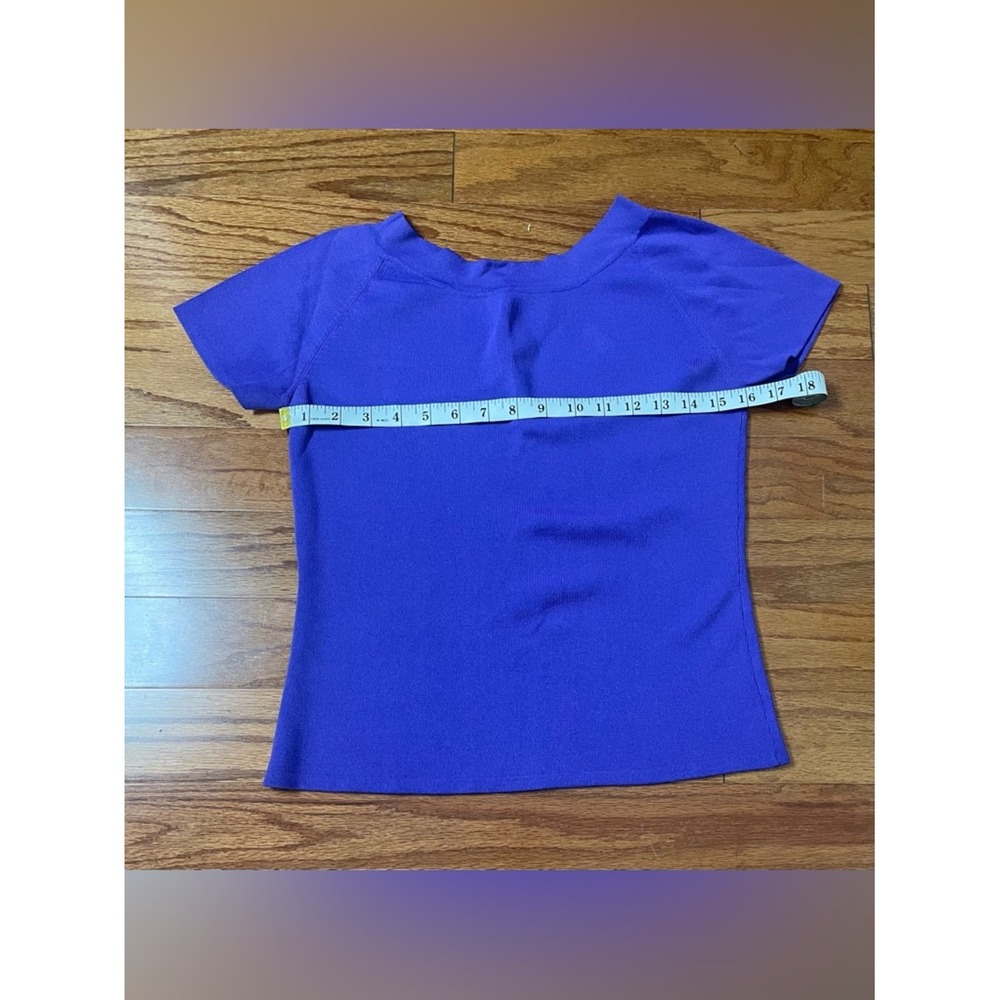 J.A.C. Womens Purple Boat Neck Short Sleeve Knit Top Size L - Picture 7 of 8